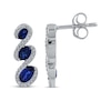 Thumbnail Image 3 of Memories Moments Magic Oval-Cut Blue Lab-Created Sapphire & Diamond Three-Stone Earrings 1/4 ct tw Sterling Silver