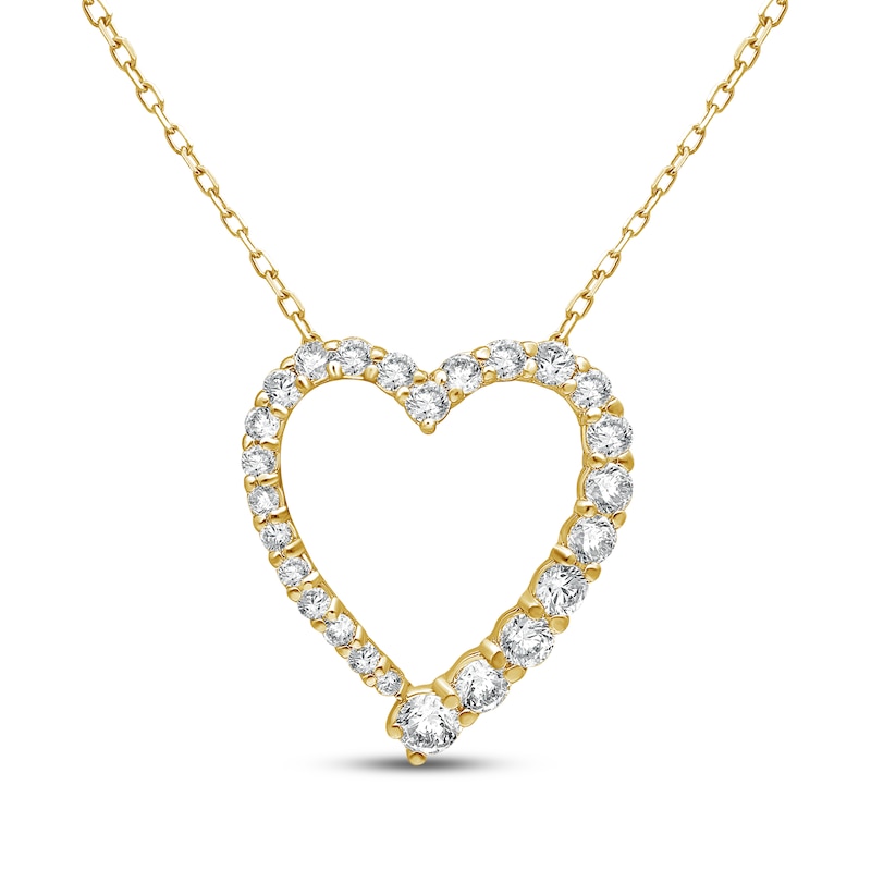 Main Image 1 of Lab-Grown Diamonds by KAY Graduated Heart Necklace 1/2 ct tw 14K Yellow Gold 18&quot;