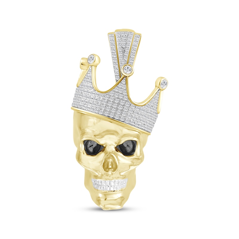 Main Image 1 of Men's Diamond Skull with Crown Charm 1/2 ct tw 10K Yellow Gold