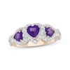 Thumbnail Image 1 of Heart-Shaped Amethyst & Diamond Three-Stone Ring 1/5 ct tw 10K Rose Gold