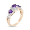 Thumbnail Image 2 of Heart-Shaped Amethyst & Diamond Three-Stone Ring 1/5 ct tw 10K Rose Gold