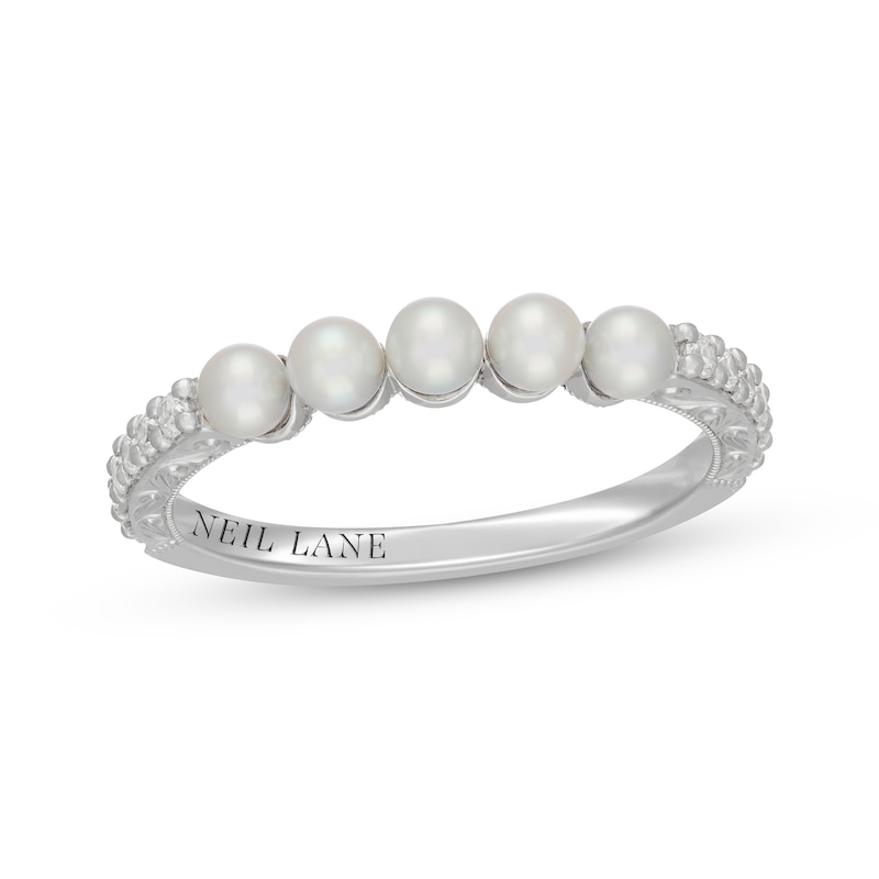 Main Image 1 of Neil Lane Cultured Akoya Pearl & Diamond Anniversary Ring 1/4 ct tw 14K White Gold