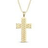 Thumbnail Image 1 of Men's Herringbone Textured Cross Necklace 18K Yellow Gold-Plated Sterling Silver 22&quot;