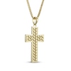 Thumbnail Image 2 of Men's Herringbone Textured Cross Necklace 18K Yellow Gold-Plated Sterling Silver 22&quot;