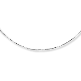 Box Chain Necklace Solid 14K White Gold 18&quot;