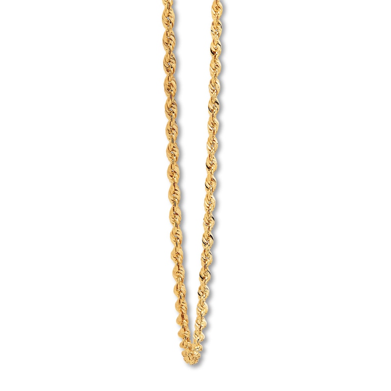 Semi-Solid Rope Chain Necklace 14K Yellow Gold 20"
