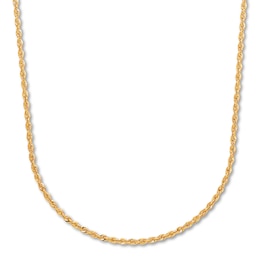 Semi-Solid Rope Chain Necklace 14K Yellow Gold