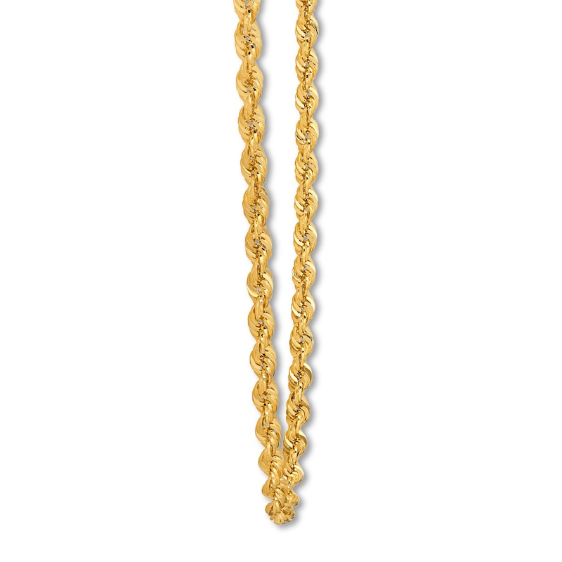 Semi-Solid Rope Chain Necklace 14K Yellow Gold 24"
