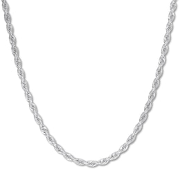 Semi-Solid Rope Chain Necklace 14K White Gold 20&quot;