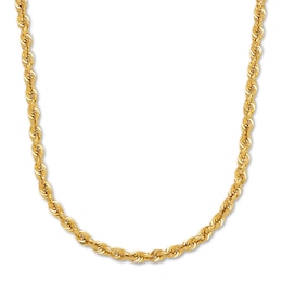 Semi-Solid Rope Chain Necklace 14K Yellow Gold 26&quot;