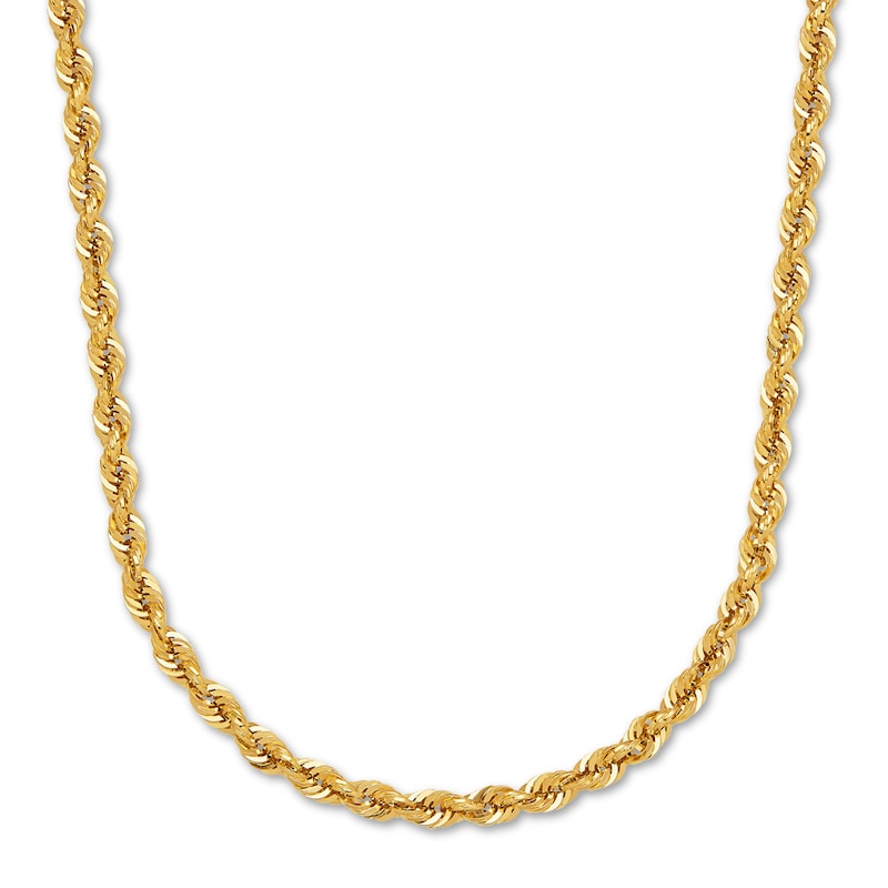 Main Image 1 of Semi-Solid Rope Chain Necklace 14K Yellow Gold 26&quot;