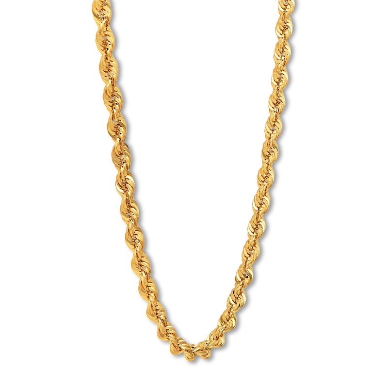 Main Image 3 of Semi-Solid Rope Chain Necklace 14K Yellow Gold 26&quot;