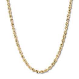 24&quot; Semi-Solid Rope Chain Necklace 14K Yellow Gold Appx. 4.4mm