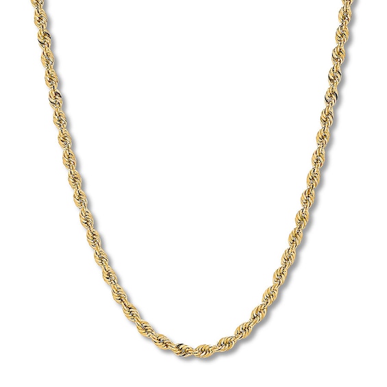 24" Semi-Solid Rope Chain Necklace 14K Yellow Gold Appx. 4.4mm