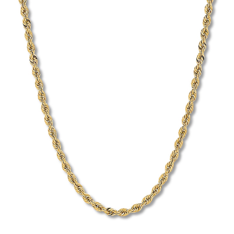 Main Image 1 of 24&quot; Semi-Solid Rope Chain Necklace 14K Yellow Gold Appx. 4.4mm