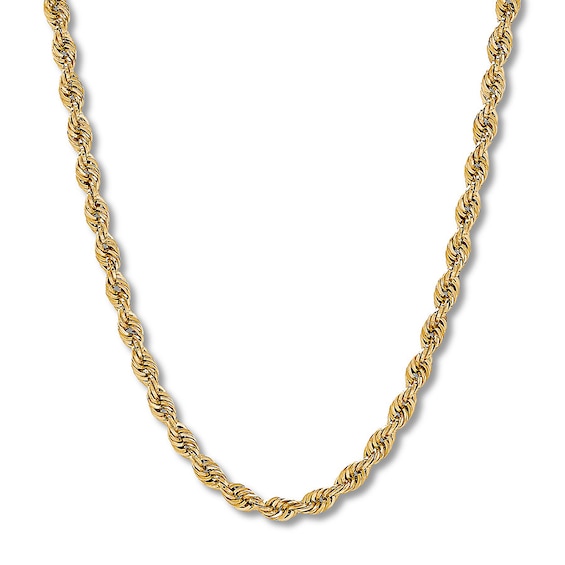 24" Semi-Solid Rope Chain Necklace 14K Yellow Gold Appx. 5.5mm