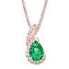 Thumbnail Image 1 of Lab-Created Emerald/Lab-Created Sapphire Necklace 10K Rose Gold