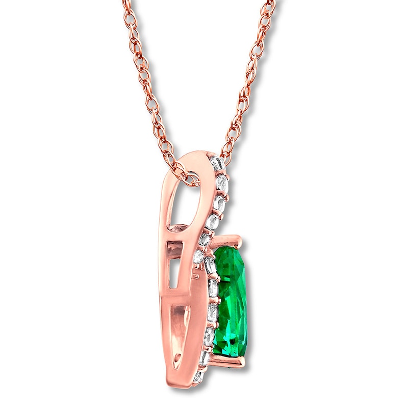 Main Image 2 of Lab-Created Emerald/Lab-Created Sapphire Necklace 10K Rose Gold