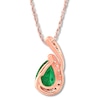 Thumbnail Image 3 of Lab-Created Emerald/Lab-Created Sapphire Necklace 10K Rose Gold