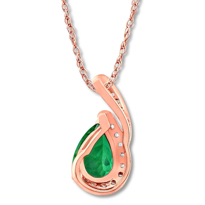 Main Image 3 of Lab-Created Emerald/Lab-Created Sapphire Necklace 10K Rose Gold