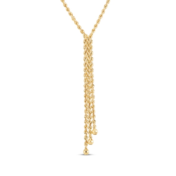 Double Rope Drop Necklace 10K Yellow Gold 17"
