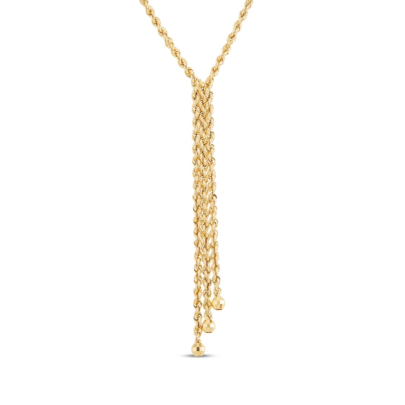 Double Rope Drop Necklace 10K Yellow Gold 17"
