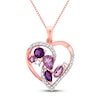 Thumbnail Image 1 of Amethyst & White Topaz Heart Necklace 10K Rose Gold