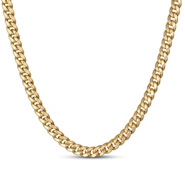 Hollow Cuban Chain Necklace 8mm 10K Yellow Gold 24&quot;