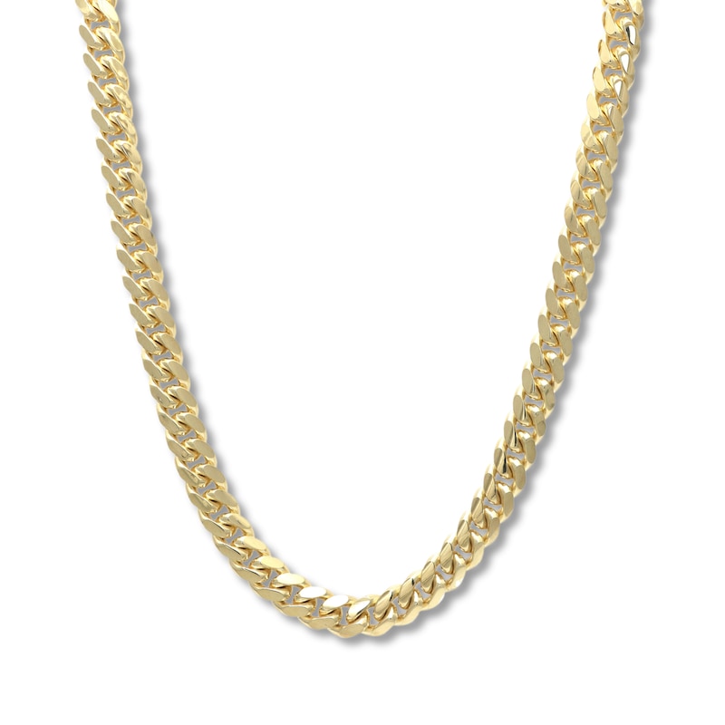 Cuban Chain Necklace Solid 14K Yellow Gold 24