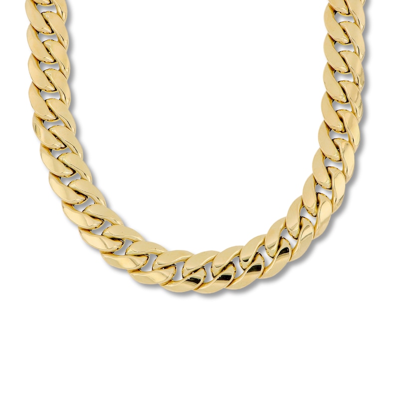 Hollow Cuban Chain Necklace 10K Yellow Gold 24