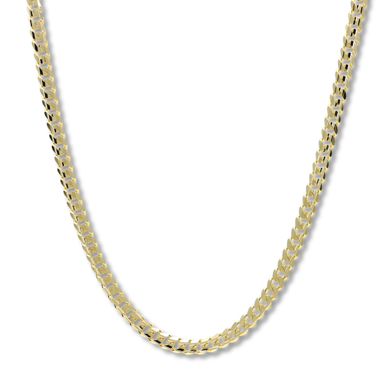 Curb Chain Necklace Solid 14K Yellow Gold 22"