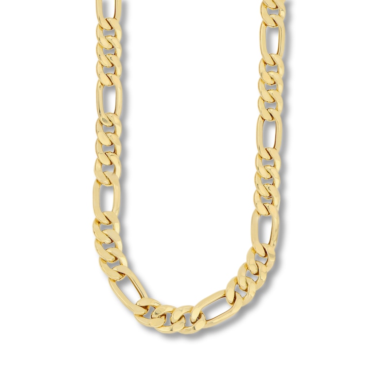 Hollow Figaro Link Chain Necklace 10K Yellow Gold 24"