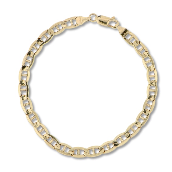 Hollow Mariner Link Chain Necklace 10K Yellow Gold 22"