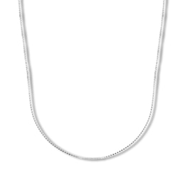 Solid Box Chain Necklace 14K White Gold 18&quot;