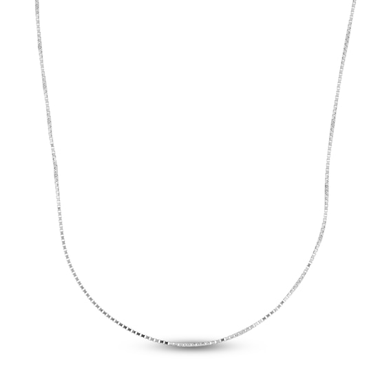 Solid Box Chain Necklace 14K White Gold 20"