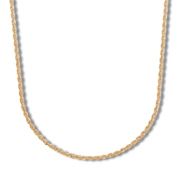 Glitter Rope Chain Necklace Semi-Solid 14K Yellow Gold 16&quot;