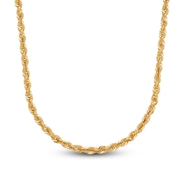 Semi-Solid Glitter Rope Chain Necklace 14K Yellow Gold 22&quot;