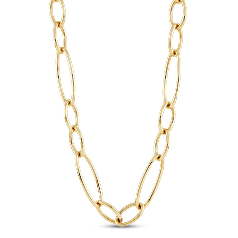 Main Image 1 of Oval Hollow Link Fashion Necklace 10K Yellow Gold 16&quot;