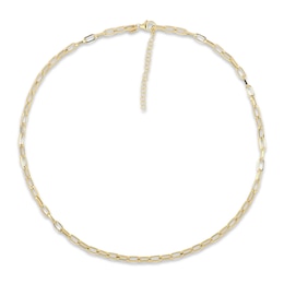 Oval Paperclip Necklace Hollow 10K Yellow Gold 18&quot;