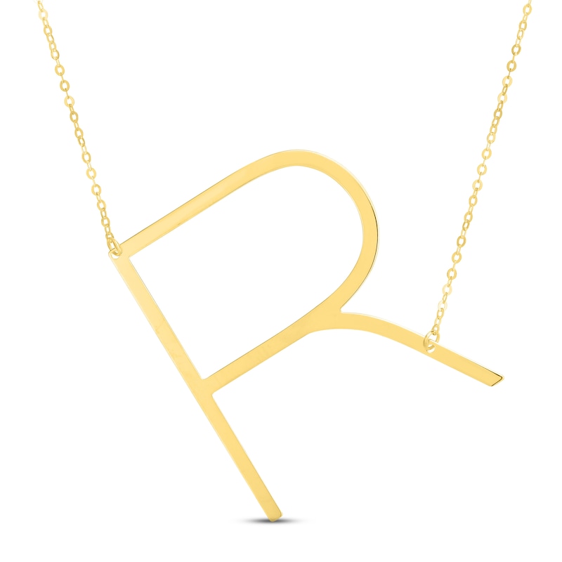 Main Image 1 of Large Sideways R Necklace 14K Yellow Gold 18&quot;