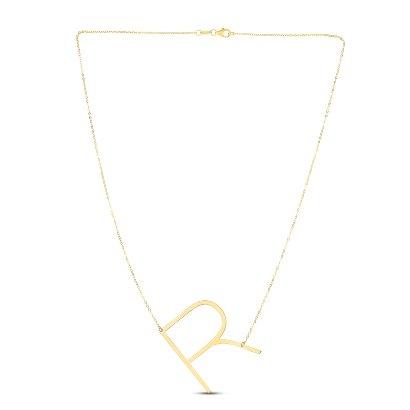 Main Image 2 of Large Sideways R Necklace 14K Yellow Gold 18&quot;