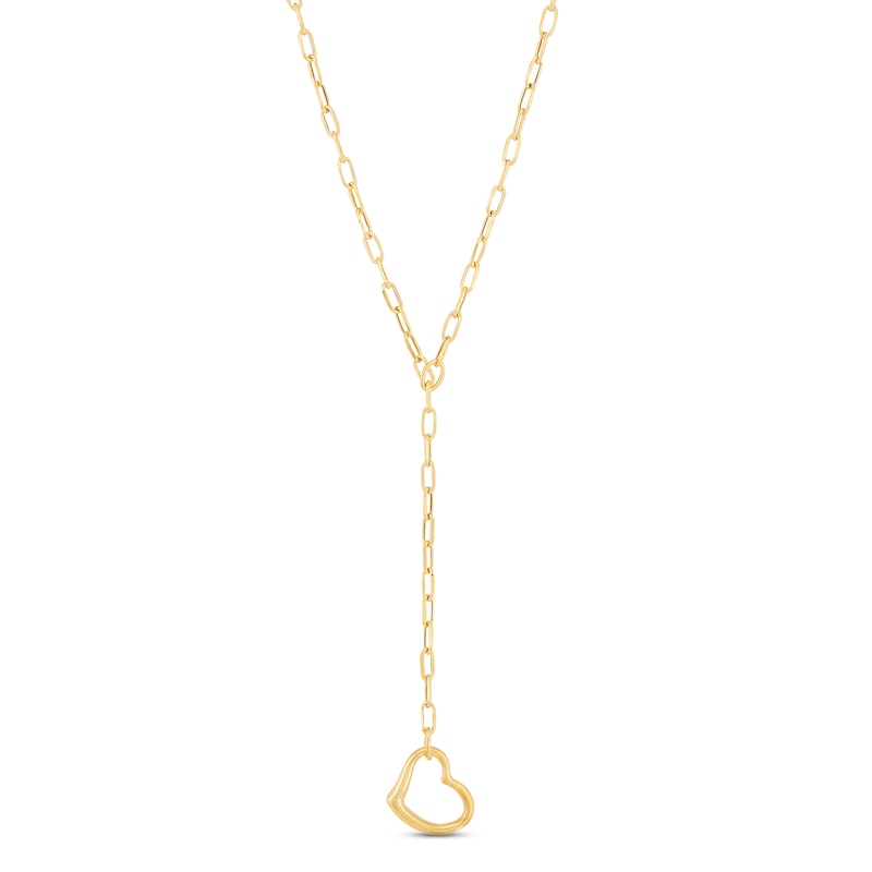 Main Image 1 of Paperclip Lariat Heart Necklace 10K Yellow Gold 18&quot;