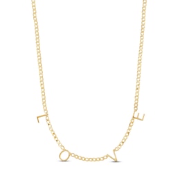 Love Station Curb Necklace 10K Yellow Gold 16&quot;