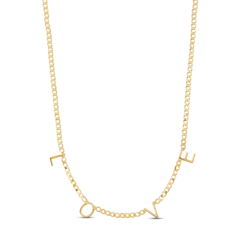 Main Image 1 of Love Station Curb Necklace 10K Yellow Gold 16&quot;