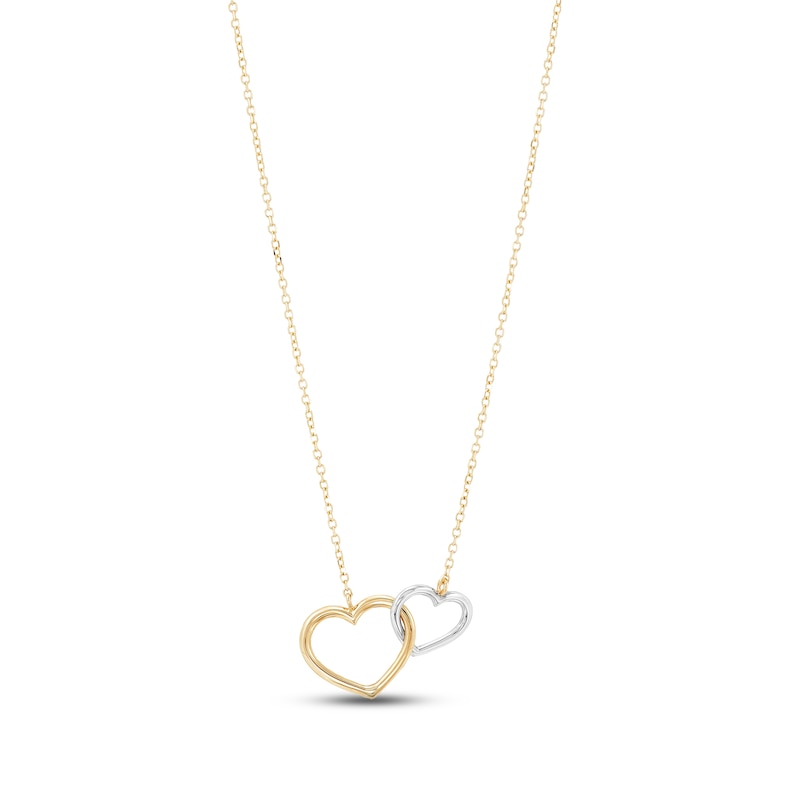 Main Image 2 of Hollow Double Heart Necklace 10K Two-Tone Gold 18&quot;