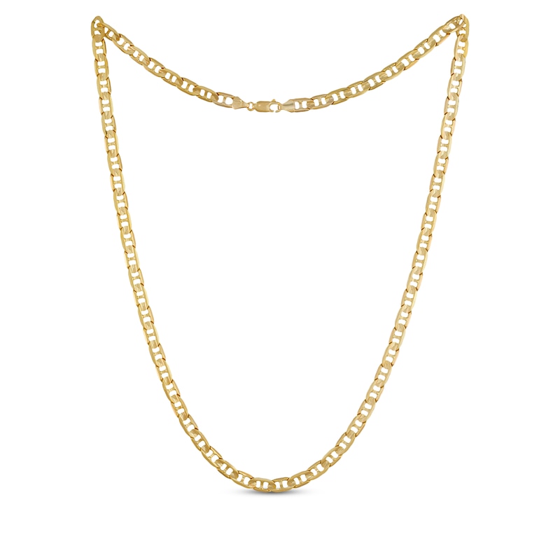 Solid Mariner Chain Necklace 10K Yellow Gold 24"