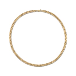 Solid Cuban Curb Chain Necklace 14K Yellow Gold 22&quot;