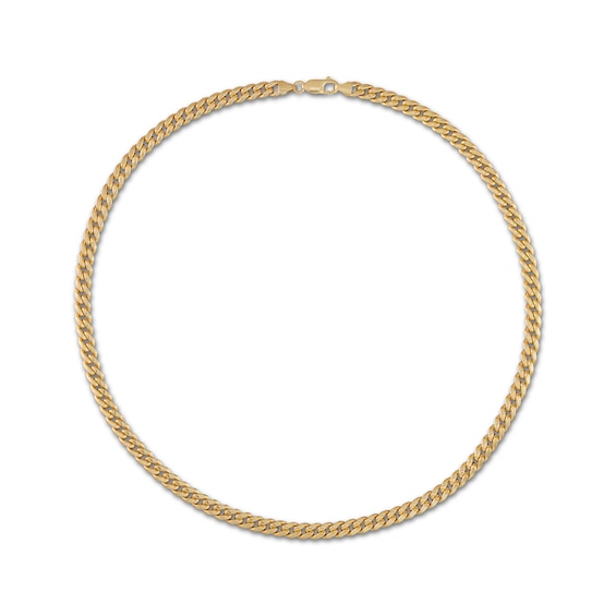 Solid Cuban Curb Chain Necklace 14K Yellow Gold 22"