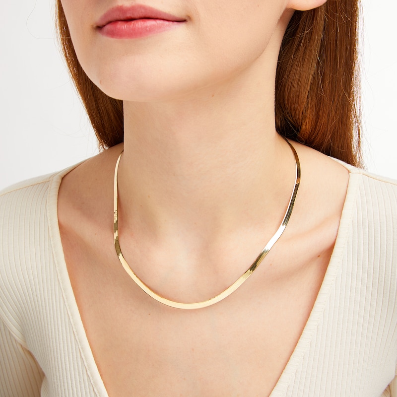 Solid Cuban Curb Chain Necklace 14K Yellow Gold 22"