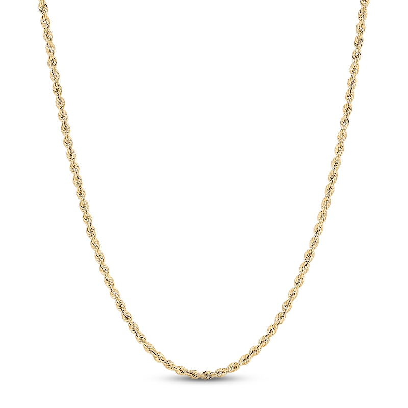 Semi-Solid Rope Chain Necklace 14K Yellow Gold 18